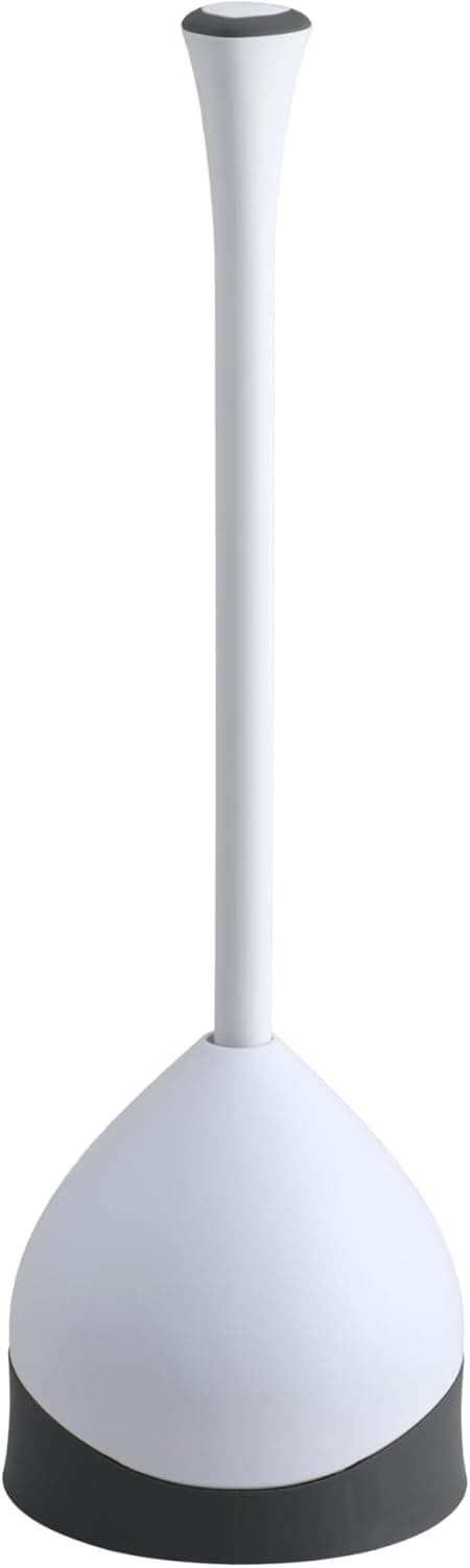 Clorox Toilet Plunger with Hideaway Holder Caddy, Heavy-Duty Compact Design