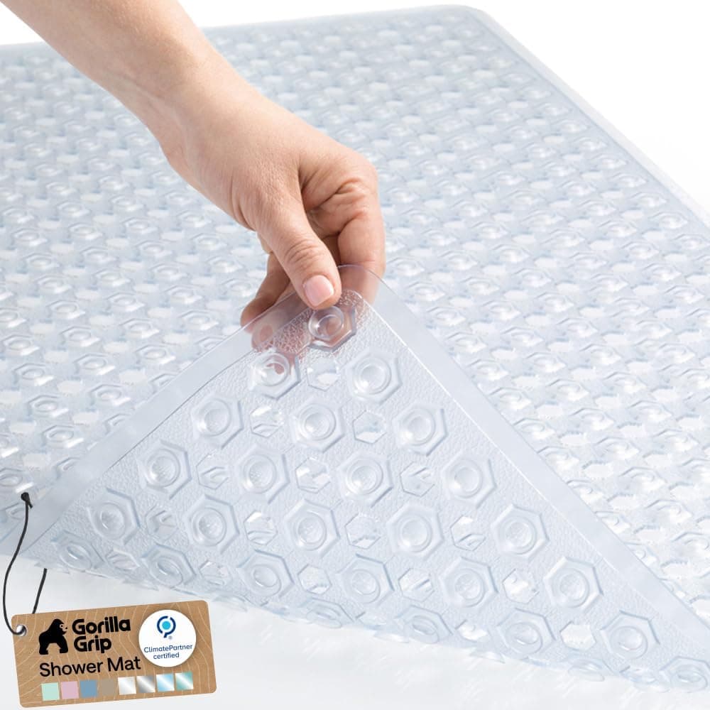 GORILLA GRIP Patented Bath Tub Shower Mat, Machine Washable 35x16 Inch