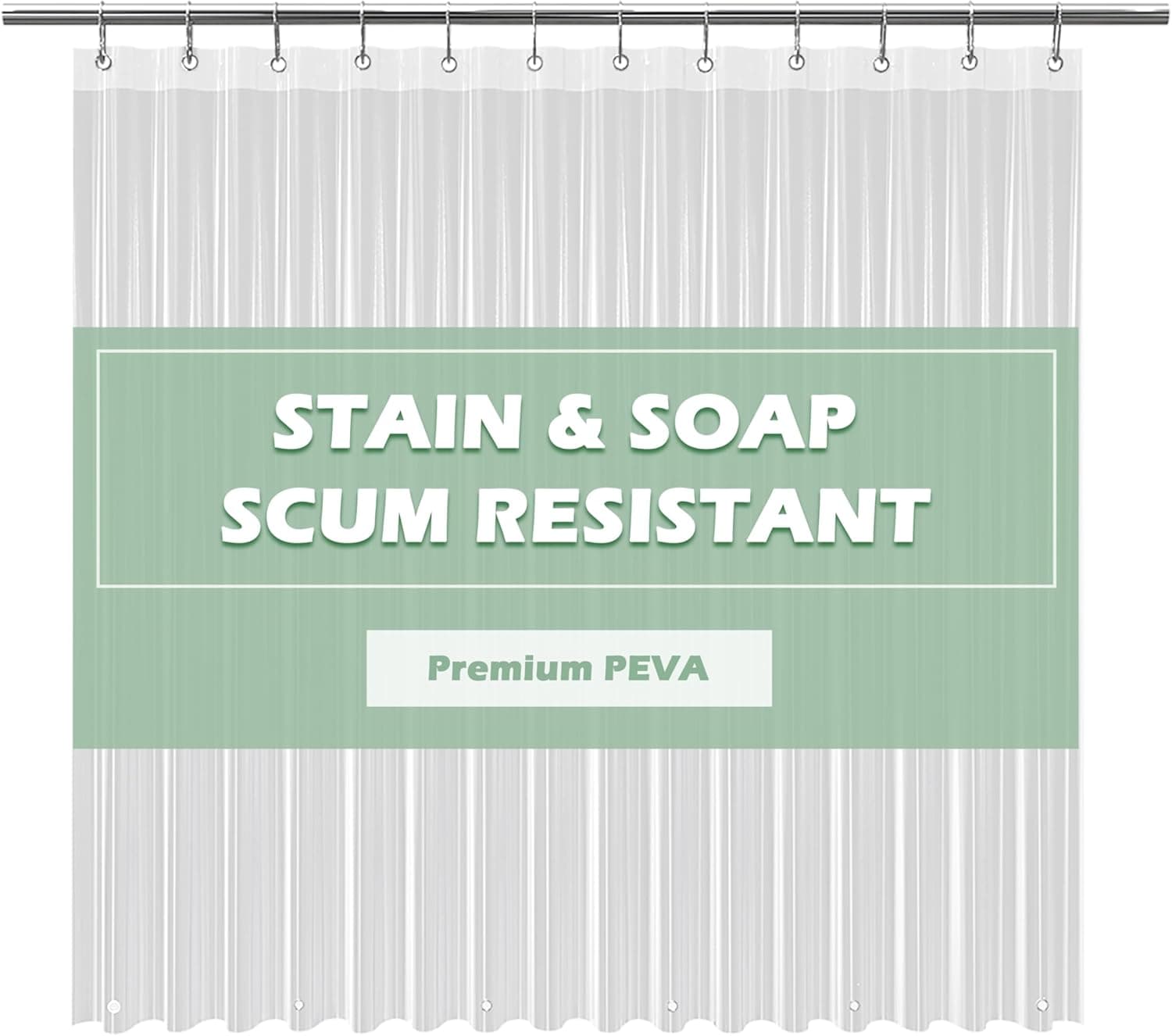 EHZNZIE Crystal Clear Shower Curtain Liner 72x72, PEVA Waterproof