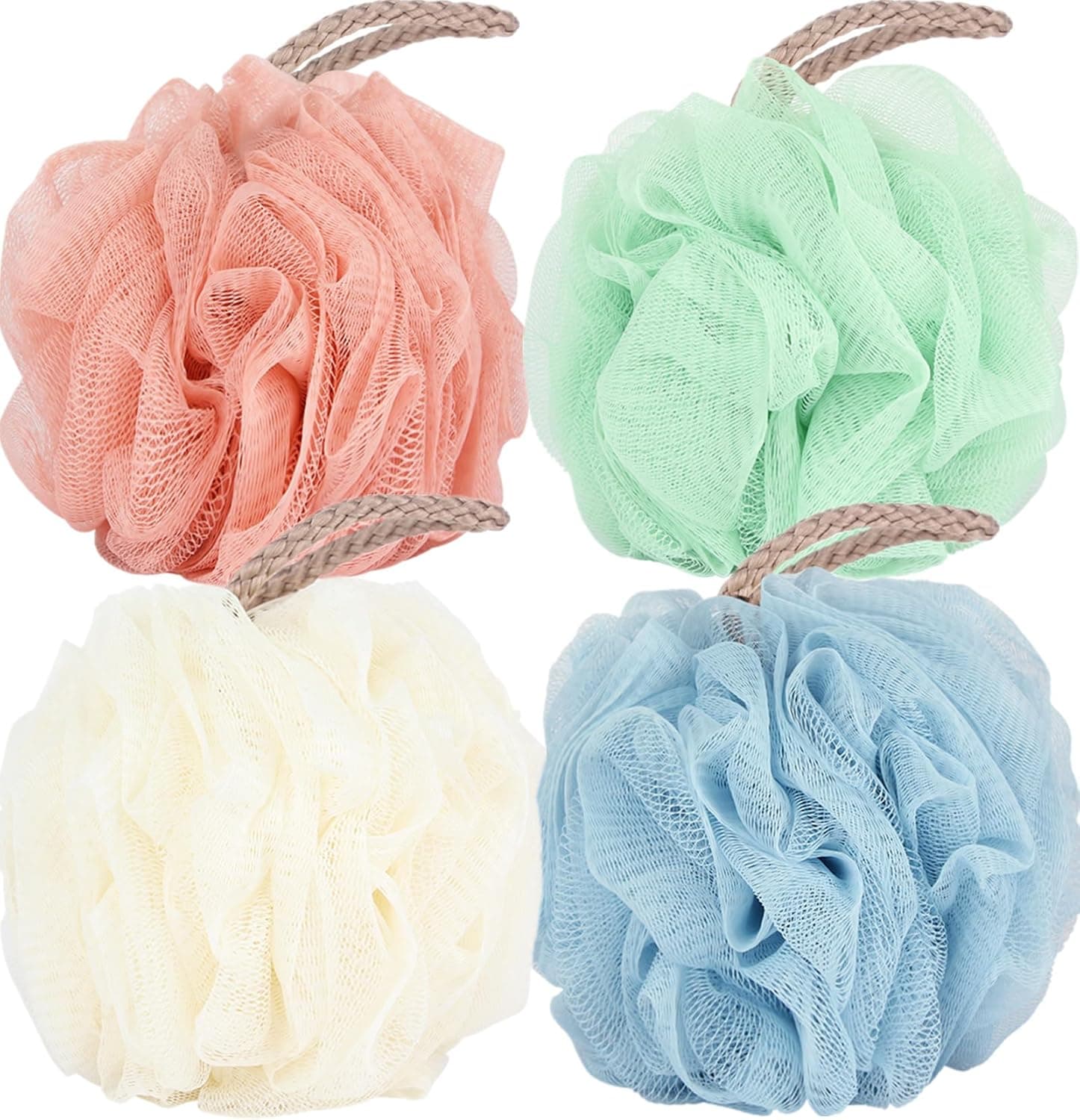 Fu Store Loofah Sponge 4 Pack Bath Sponges Mesh Balls