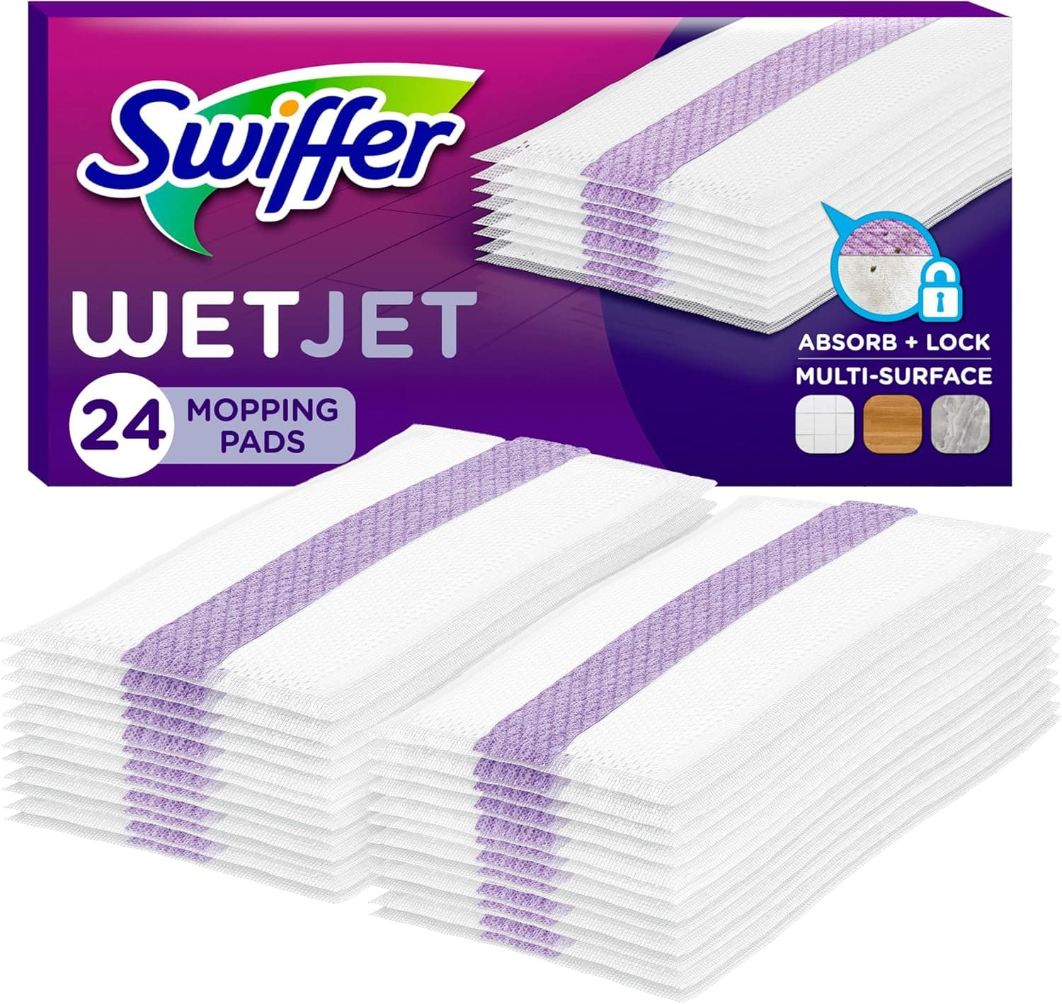 Swiffer WetJet Hardwood Floor Cleaner Spray Mop Pad Refill, 24 Count